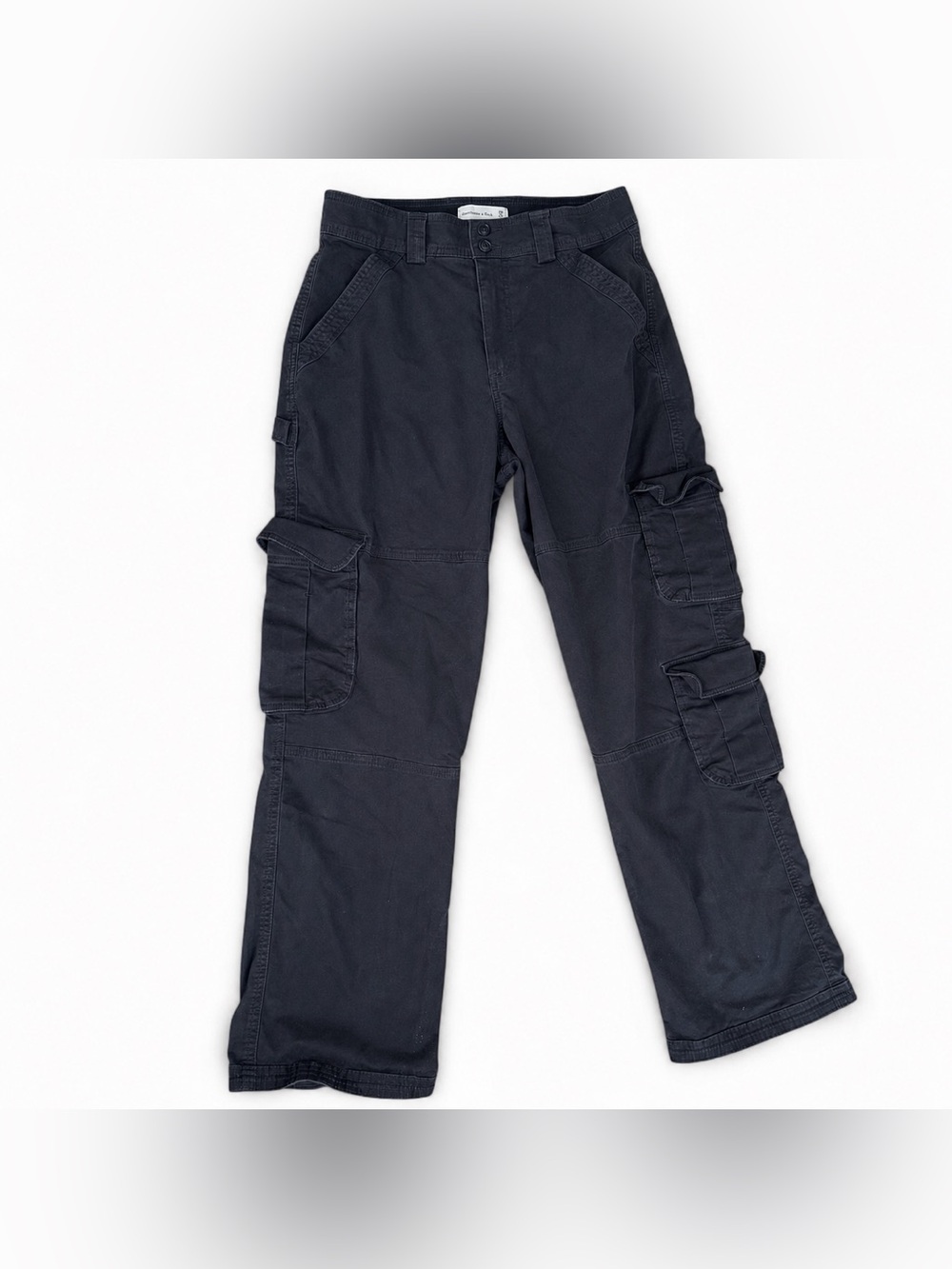 Abercrombie & Fitch High Rise Curve Love Black Cargo Utility Pants Size 29 Y2K